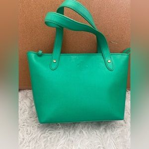 Lauren Ralph Lauren Green Leather Tote Handbag